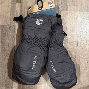 Hestra Dark Grey CZone Mittens with White Leather